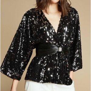 Aniyeby Top Amanda Sequence Nero Color Size‎ S Nwt